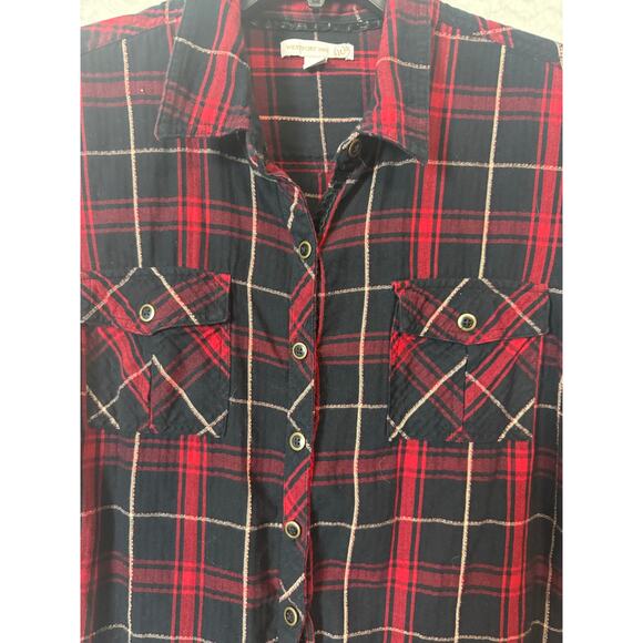 Red and Black plaid button-down shirt with silver, Size L Westport 1962 - Picture 4 of 5